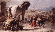 TIEPOLO, Giovanni Domenico The Procession of the Trojan Horse in Troy e oil painting picture wholesale